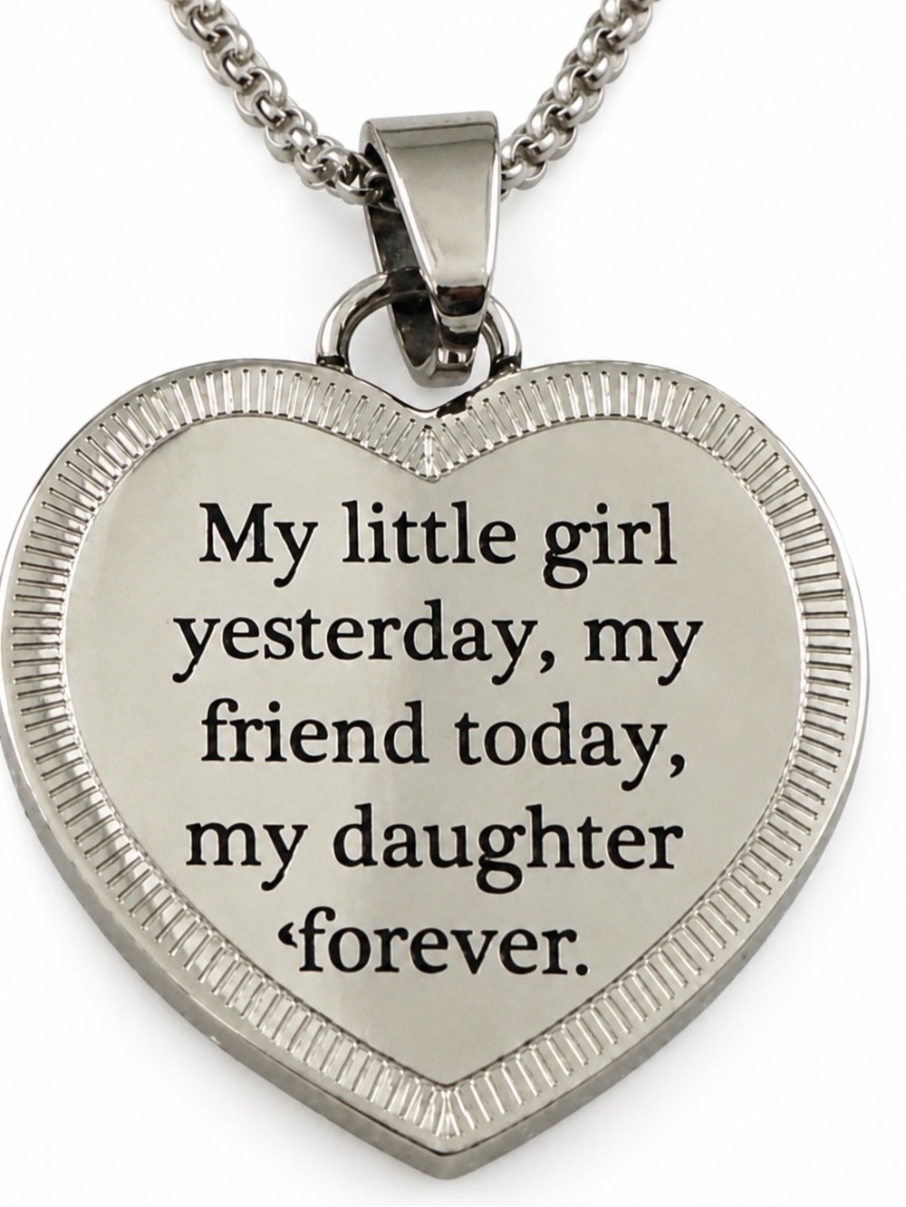 Daughter Gift Heart Pendant Necklace Stainless Steel 18” Chain